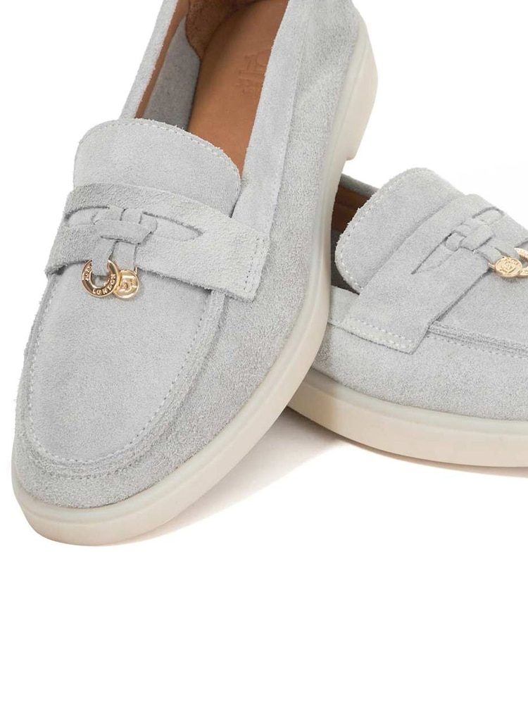 Dune London Grey Grinning Unlined Suede Loafers - Image 6 of 6
