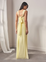Pastel Yellow Mesh Multiway Bridesmaid Wedding Maxi Dress - Image 3 of 10