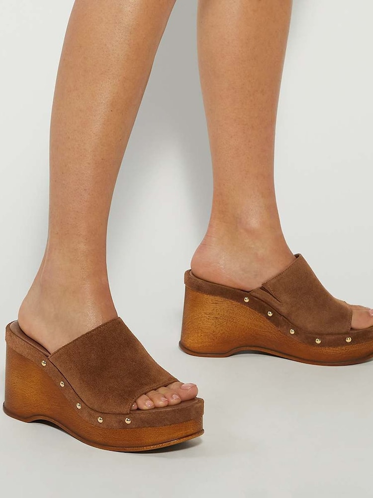 Marrón - Dune London Kule Studded Wedge Mule Sandals - Imagen 1 de 6 Marrón - Dune London Kule Studded Wedge Mule Sandals - Imagen 1 de 6