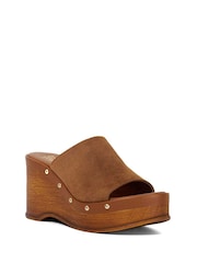 Dune London Brown Kule Studded Wedge Mule Sandals - Image 3 of 6