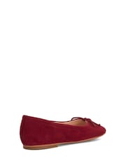 Dune London Red Hilife Bow Suede Ballet Flat Shoes - Image 4 of 6