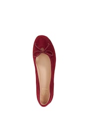 Dune London Red Hilife Bow Suede Ballet Flat Shoes - Image 5 of 6
