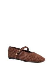Dune London Brown Headline Mary Jane Woven Ballet Shoes - Image 3 of 6
