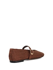 Dune London Brown Headline Mary Jane Woven Ballet Shoes - Image 4 of 6