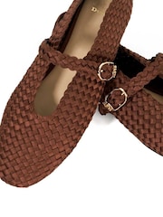 Dune London Brown Headline Mary Jane Woven Ballet Shoes - Image 6 of 6