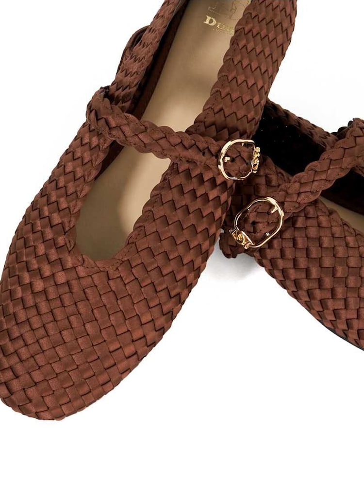 Dune London Brown Headline Mary Jane Woven Ballet Shoes - Image 6 of 6