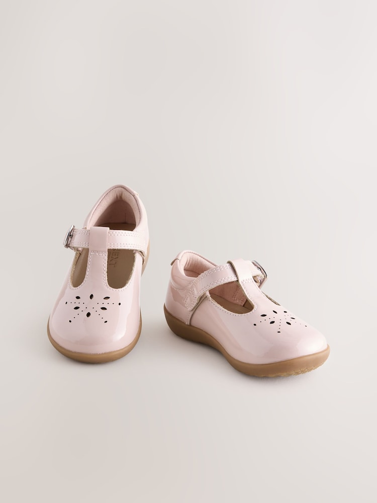 Pink Wide Fit (G) First Walker T-Bar Touch Fastening Shoes - Image 1 of 5