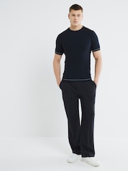 River Island Blue Checkerboard Muscle Fit T-Shirt - Image 1 of 4