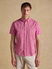 Joules Pink Puppytooth Short Sleeve Classic Fit Shirt - Image 1 of 7