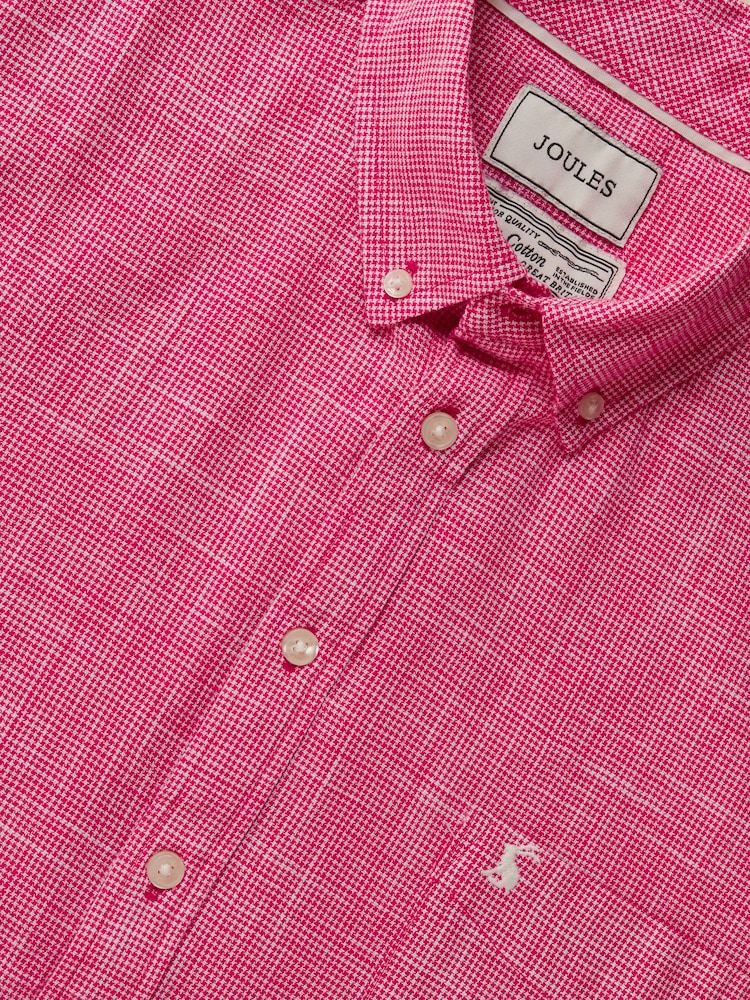 Joules Pink Puppytooth Short Sleeve Classic Fit Shirt - Image 2 of 7