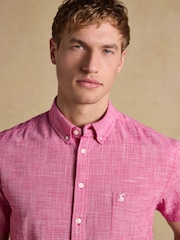 Joules Pink Puppytooth Short Sleeve Classic Fit Shirt - Image 5 of 7