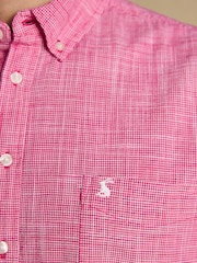 Joules Pink Puppytooth Short Sleeve Classic Fit Shirt - Image 6 of 7