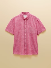 Joules Pink Puppytooth Short Sleeve Classic Fit Shirt - Image 7 of 7