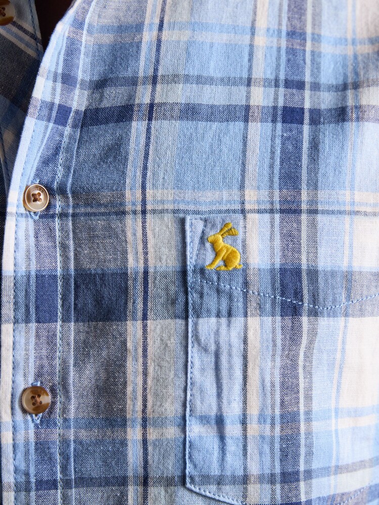 Blå rutete klassisk passform - Joules langermet skjorte i linblanding - Bilde 2 av 10