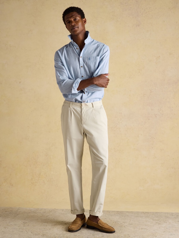 Joules Linen Blend Blue Fine Stripe Long Sleeve Shirt - Image 14 of 14 Joules Linen Blend Blue Fine Stripe Long Sleeve Shirt - Image 14 of 14