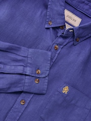 Joules Blue 100% Linen Long Sleeve Classic Fit Shirt - Image 2 of 9