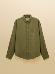 Verde kaki - Joules 100% Linen Long Sleeve Classic Fit Shirt - Immagine 10 di 10