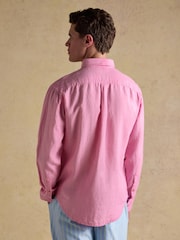 Joules Pink 100% Linen Long Sleeve Classic Fit Shirt - Image 3 of 8