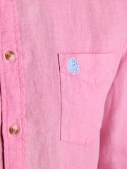 Joules Pink 100% Linen Long Sleeve Classic Fit Shirt - Image 5 of 8