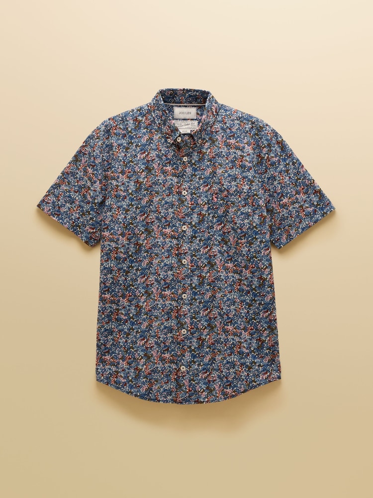 Navy Floral - Joules Short Sleeve Classic Fit Shirt - Larawan 11 ng 11