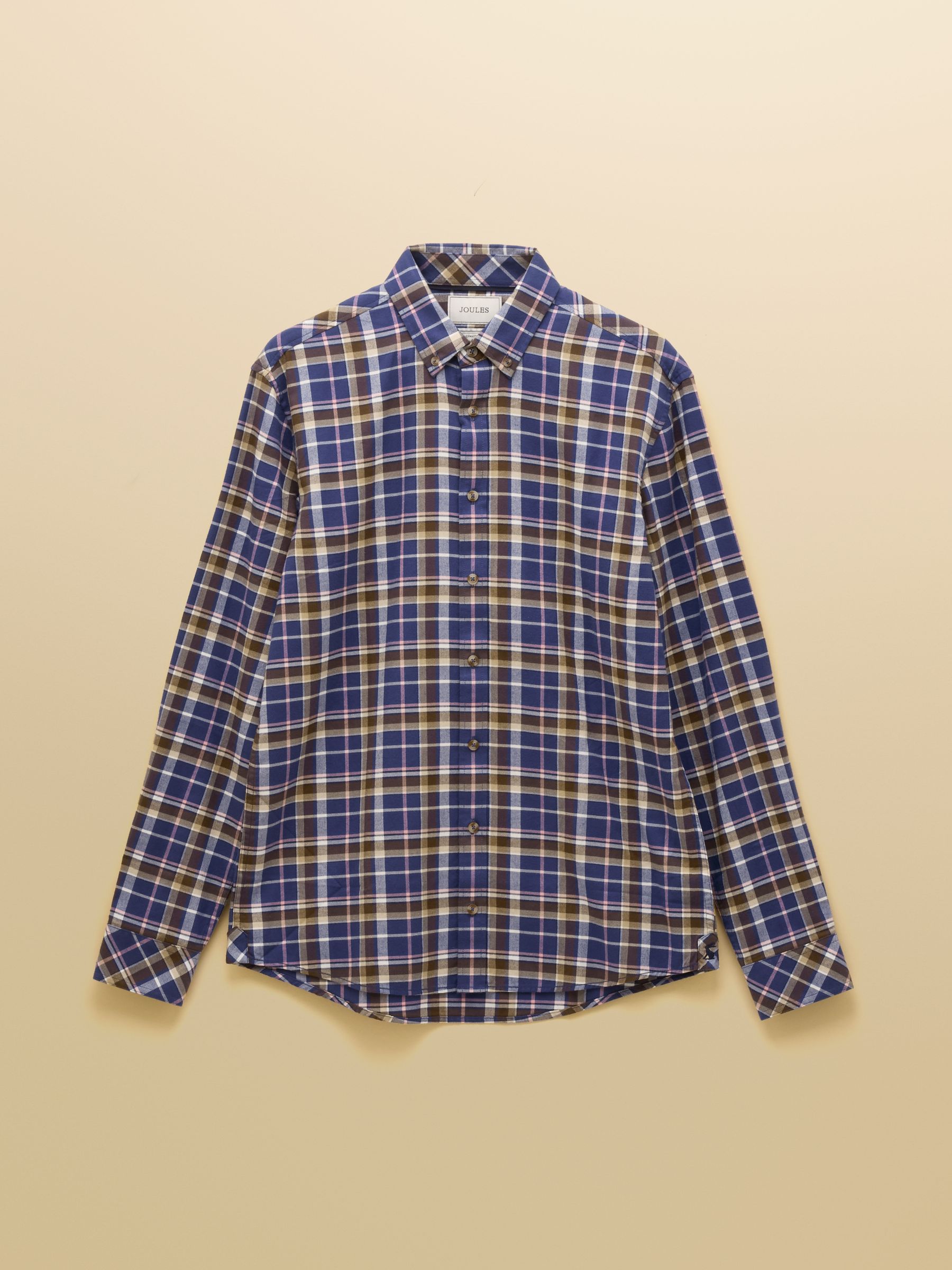 Buy Joules Lightweight Navy & Pink Brushed Flannel Shirt from Next