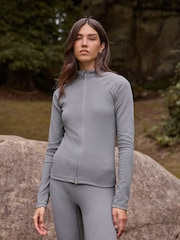 Grey Thermal Soft Touch Zip-Up Long Sleeve Top - Image 4 of 8