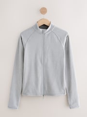 Grey Thermal Soft Touch Zip-Up Long Sleeve Top - Image 6 of 8
