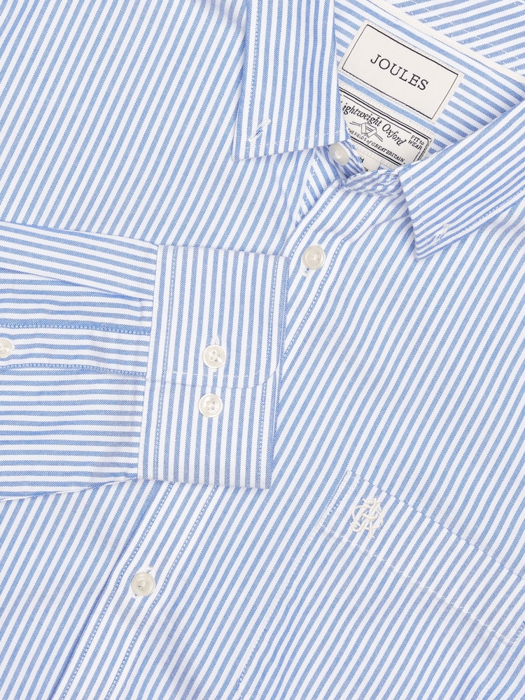 Joules Blue Striped Classic Fit Oxford Shirt - Image 2 of 10