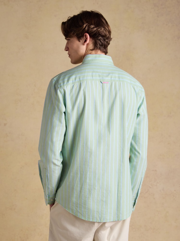 Joules Oxford Green Stripe Long Sleeve Classic Fit Cotton Shirt - Image 2 of 8