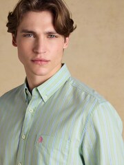 Joules Oxford Green Stripe Long Sleeve Classic Fit Cotton Shirt - Image 5 of 8