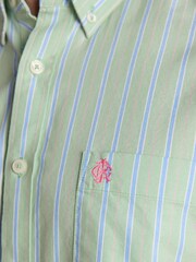 Joules Oxford Green Stripe Long Sleeve Classic Fit Cotton Shirt - Image 8 of 8