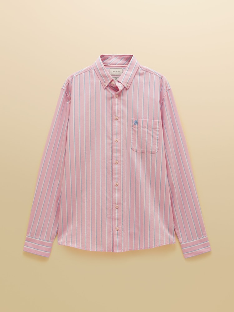 Joules Oxford Pink Stripe Long Sleeve Classic Fit Cotton Shirt - Image 13 of 13