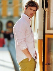 Joules Oxford Pink Stripe Long Sleeve Classic Fit Cotton Shirt - Image 3 of 13