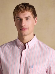 Joules Oxford Pink Stripe Long Sleeve Classic Fit Cotton Shirt - Image 8 of 13
