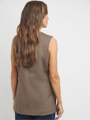 JD Williams Brown Longline Textured Waistcoat - Image 2 of 5