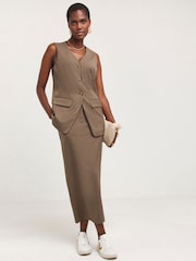 JD Williams Brown Longline Textured Waistcoat - Image 5 of 5