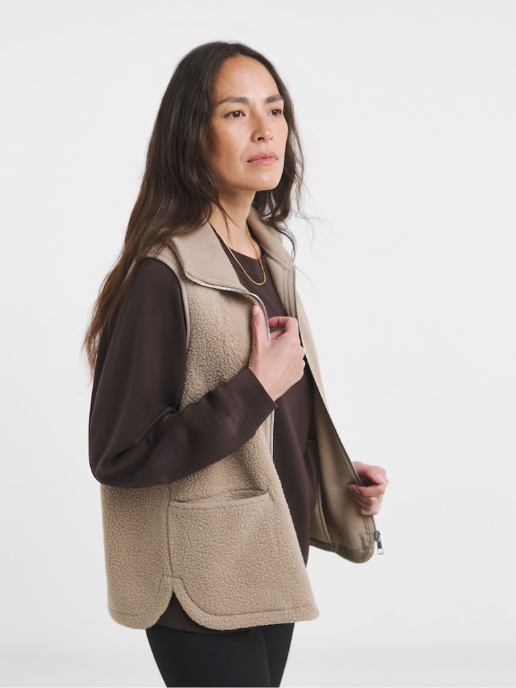 JD Williams Brown Borg Gilet - Image 1 of 4