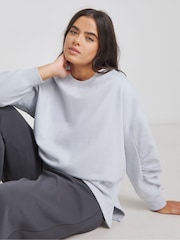Simply Be Blue Curved Hem Dip Back Sweatshirt - Image 1 of 4