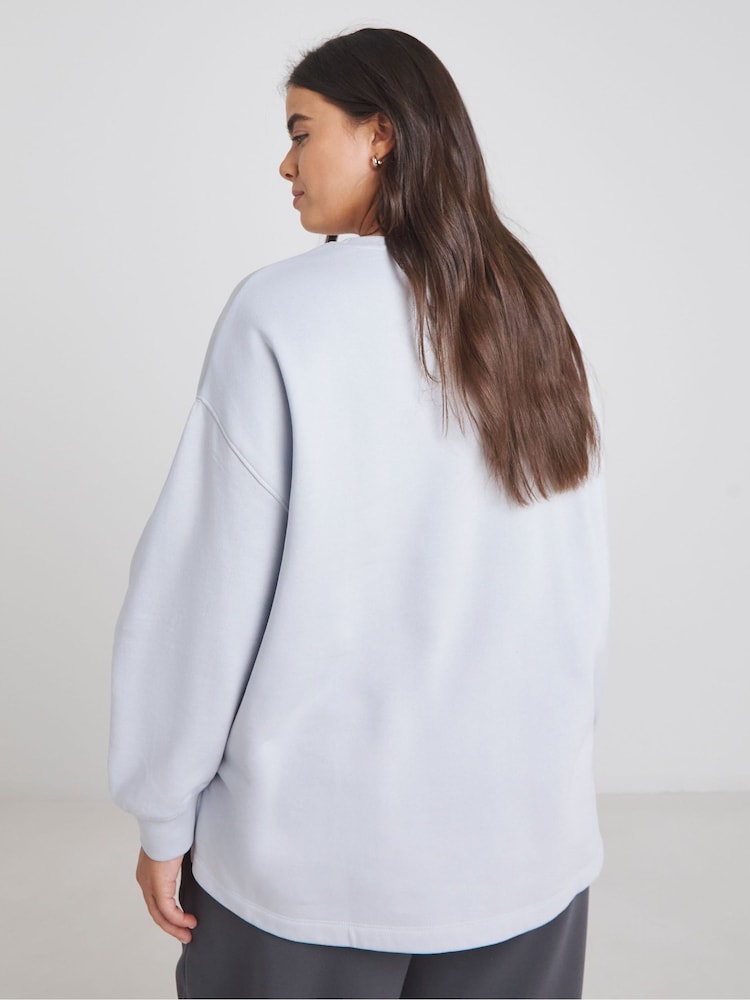 Simply Be Blue Curved Hem Dip Back Sweatshirt - Image 2 of 4