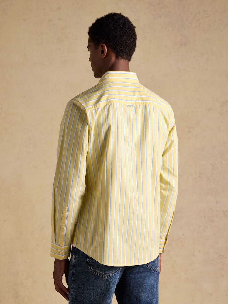 Joules Oxford Yellow Stripe Long Sleeve Classic Fit Cotton Shirt - Image 2 of 9