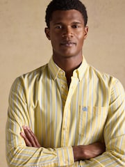 Joules Oxford Yellow Stripe Long Sleeve Classic Fit Cotton Shirt - Image 3 of 9