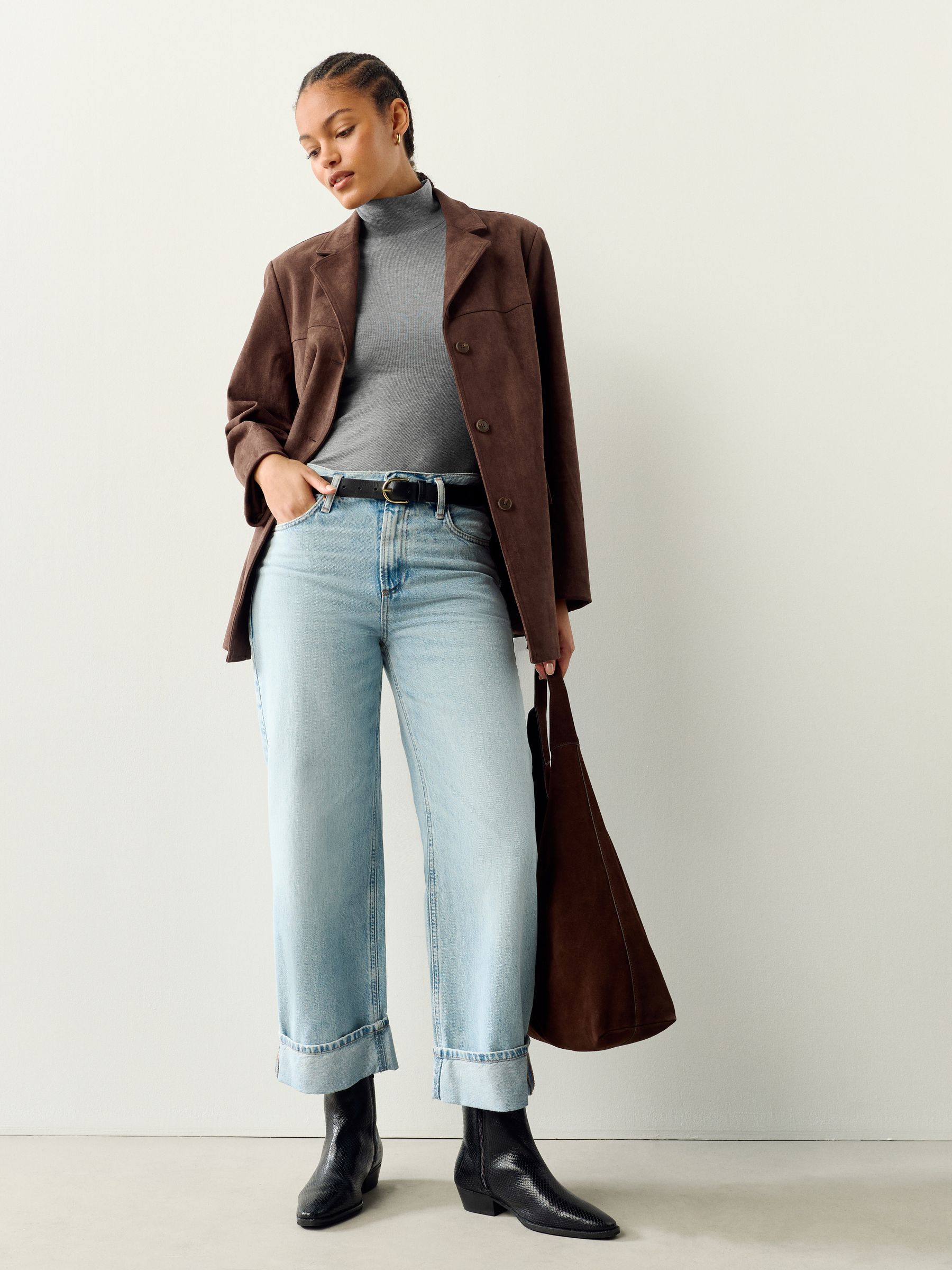 Buy Grey - High Neck Long Sleeve Top with TENCEL™ Lyocell from