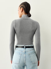 Grey High Neck Long Sleeve Top with TENCEL™ Lyocell - Image 4 of 8