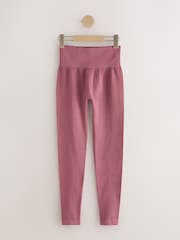 Pink Ribbed Seamless High Waist Leggings - Image 1 of 3