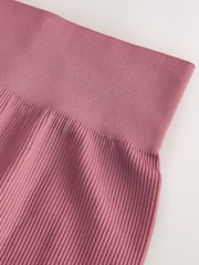 Pink Ribbed Seamless High Waist Leggings - Image 3 of 3
