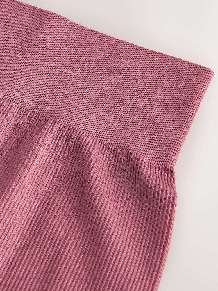 Pink Ribbed Seamless High Waist Leggings - Image 3 of 3