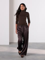 Brown High Neck Long Sleeve Top with TENCEL™ Lyocell - Image 2 of 7