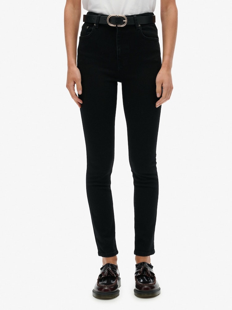 Superdry Black High Rise Skinny Jeans - Image 1 of 6 Superdry Black High Rise Skinny Jeans - Image 1 of 6