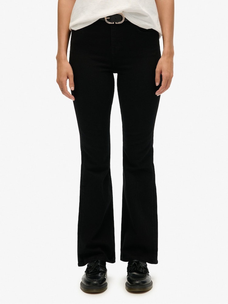 Superdry Black High Rise Flare Jeans - Image 2 of 6
