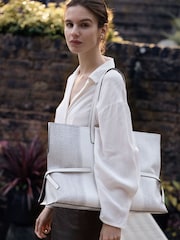 Radley Fleet Street Faux Lizard Large Open Top Shoulder White Bag - Image 1 of 5